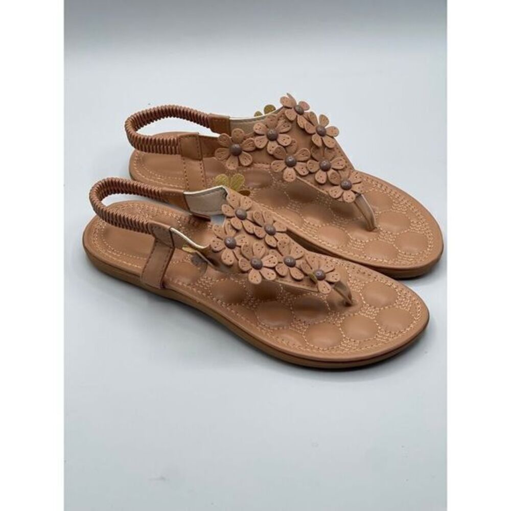 Brown Flower Sling ack Sandal‎ Size 36